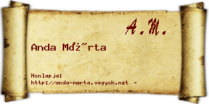Anda Márta névjegykártya