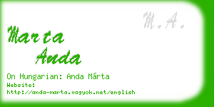 marta anda business card